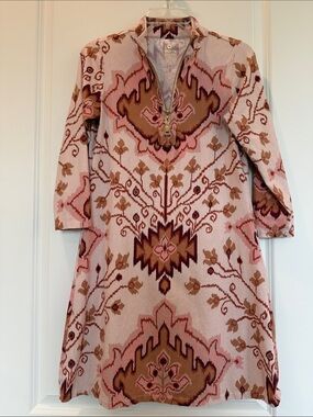 Spartina 449 Pink and Brown Patterned Shift Dress